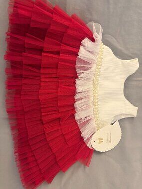 American Princess Baby Girls Red Tulle Ruffle Party Dress Size 6M SKU038